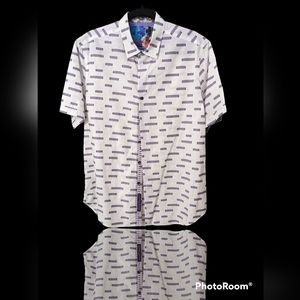 Robert Graham Purple/wht Classic Fit Mens Button Down (L) Shirt NWOT